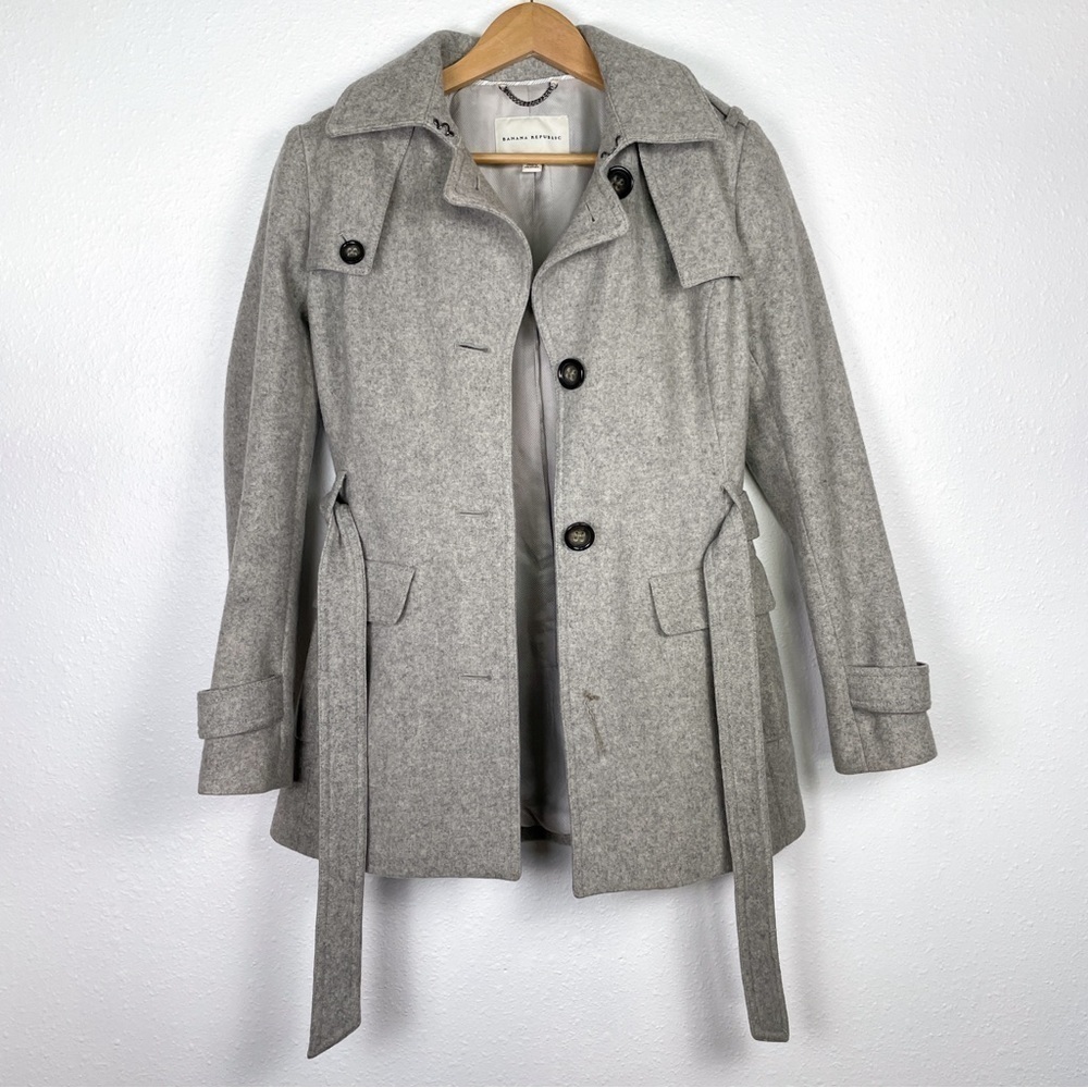 Banana Republic XS grey wool blend winter short trench coat